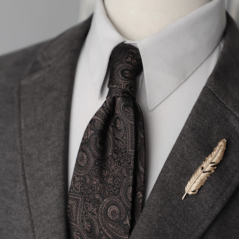 Cravatta da uomo in pura seta con motivo Paisley a righe e fiori