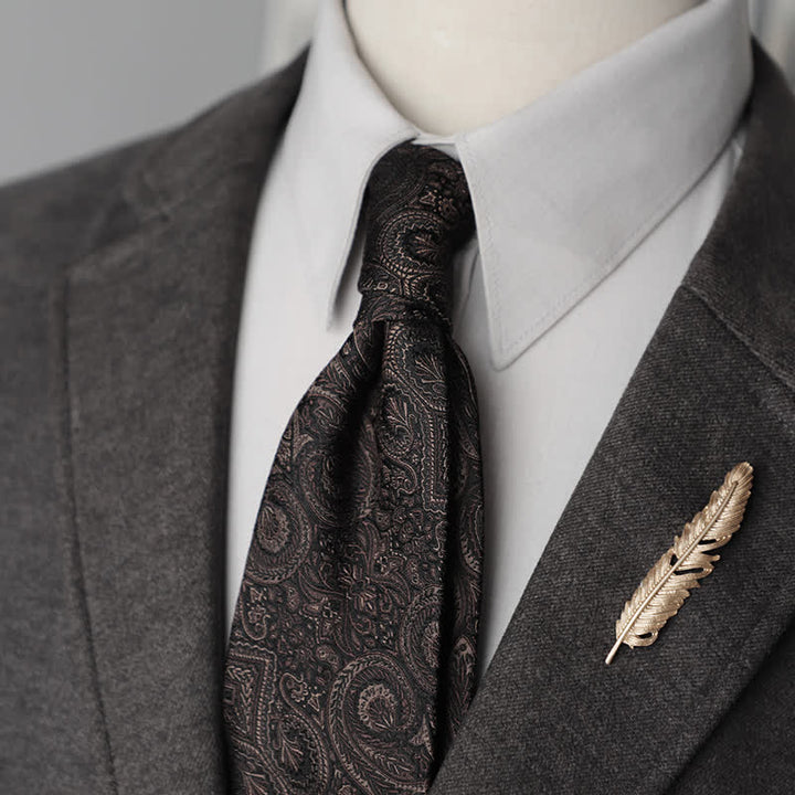 Cravatta da uomo in pura seta con motivo Paisley a righe e fiori