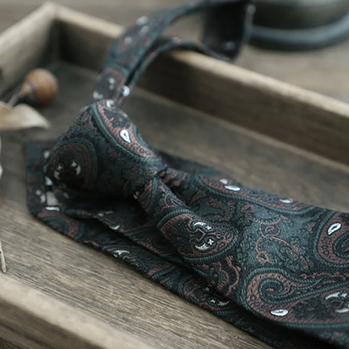 Cravatta da uomo in pura seta con motivo Paisley a righe e fiori