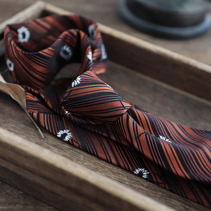 Cravatta da uomo in pura seta con motivo Paisley a righe e fiori