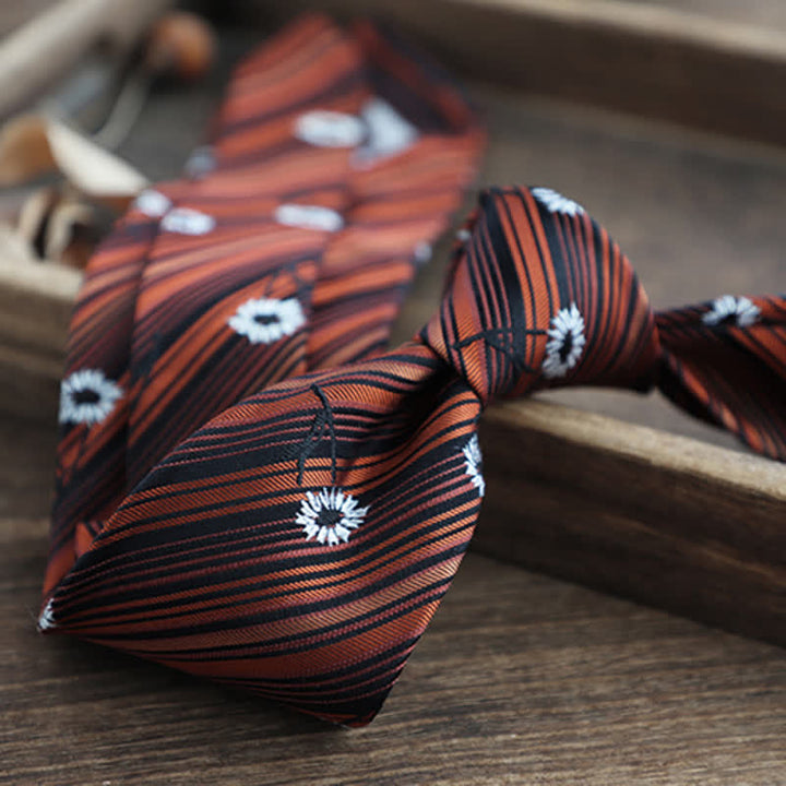 Cravatta da uomo in pura seta con motivo Paisley a righe e fiori