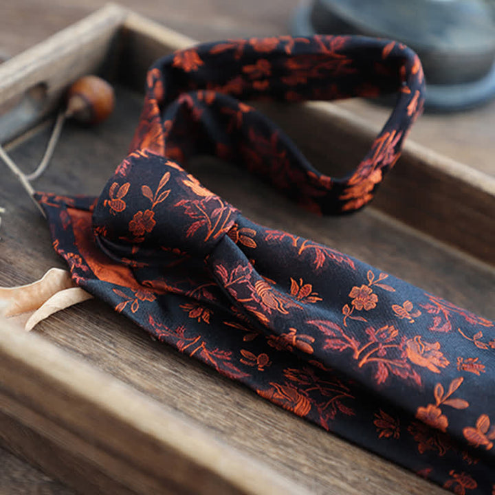 Cravatta da uomo in pura seta con motivo Paisley a righe e fiori