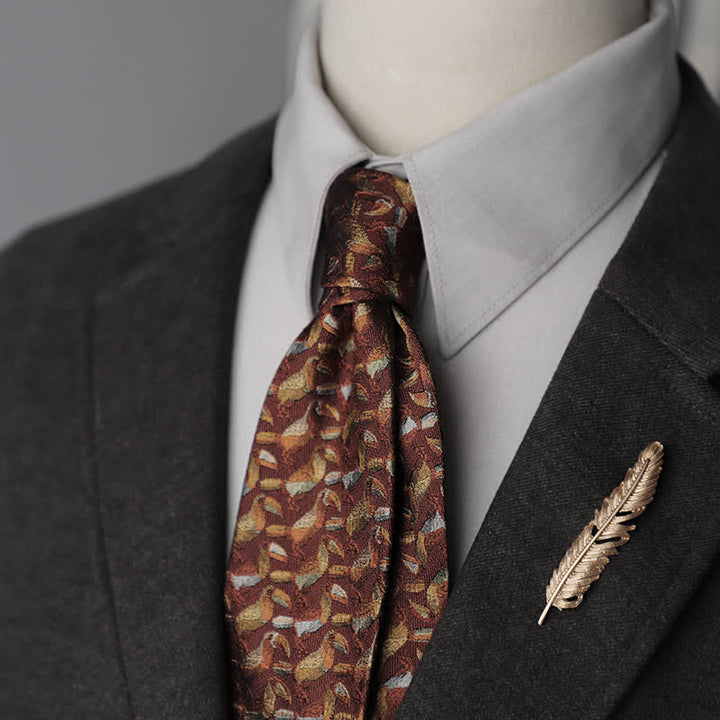 Cravatta da uomo in pura seta con motivo Paisley a righe e fiori