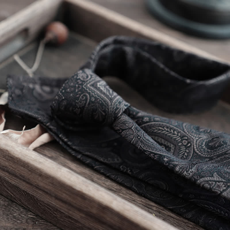 Cravatta da uomo in pura seta con motivo Paisley a righe e fiori