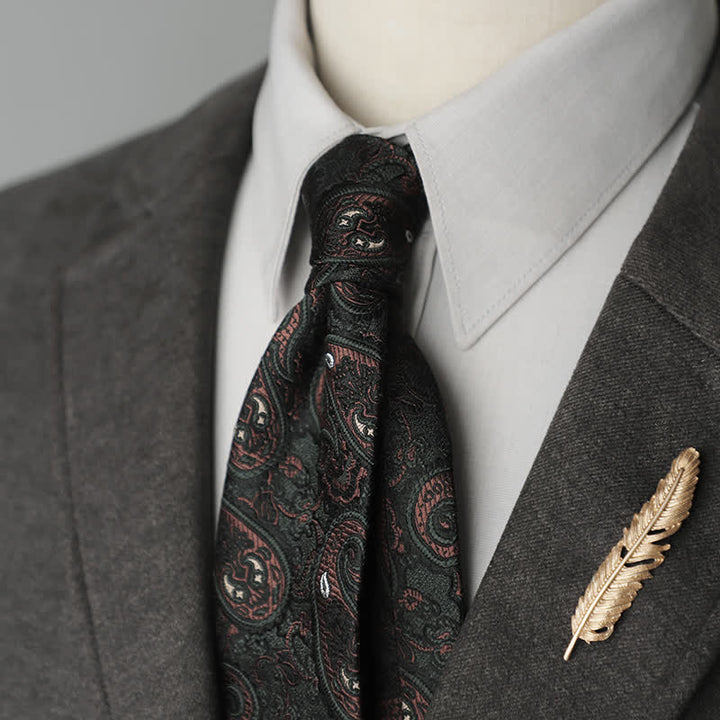 Cravatta da uomo in pura seta con motivo Paisley a righe e fiori