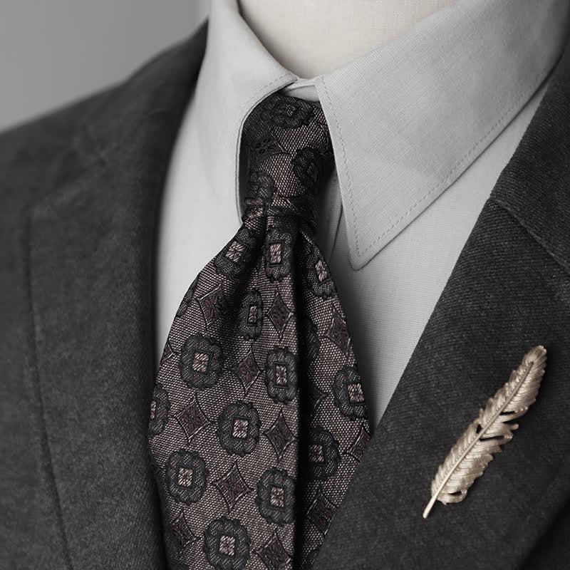 Cravatta da uomo in pura seta con motivo Paisley a righe e fiori