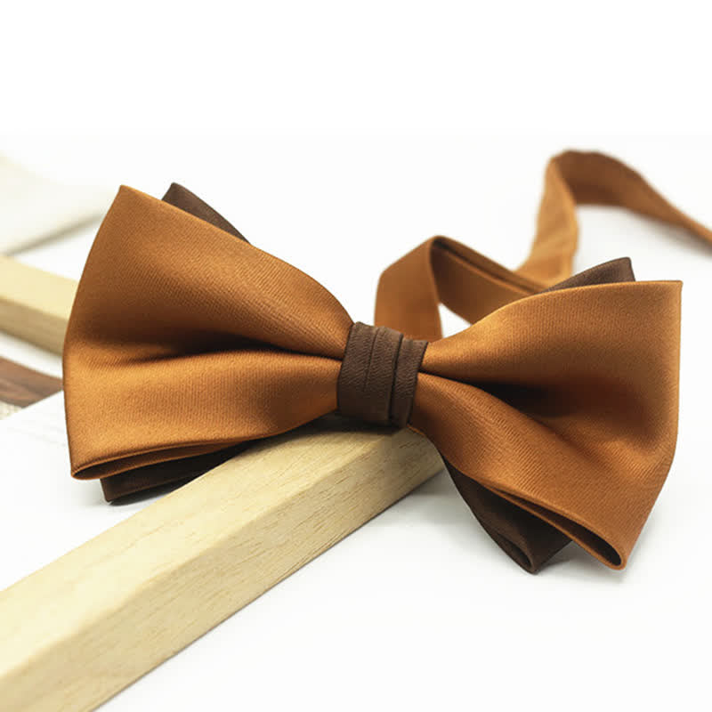 Papillon da uomo a due piani, bicolore, per matrimonio e business - Caffè - image 1