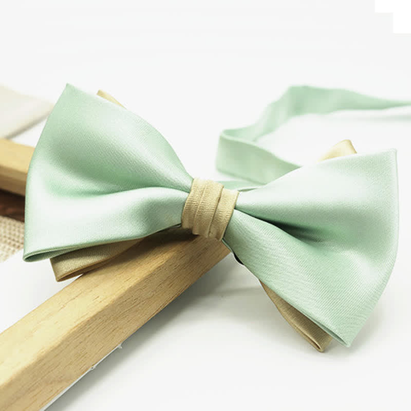 Papillon da uomo a due piani, bicolore, per matrimonio e business - Verde pallido - image 8