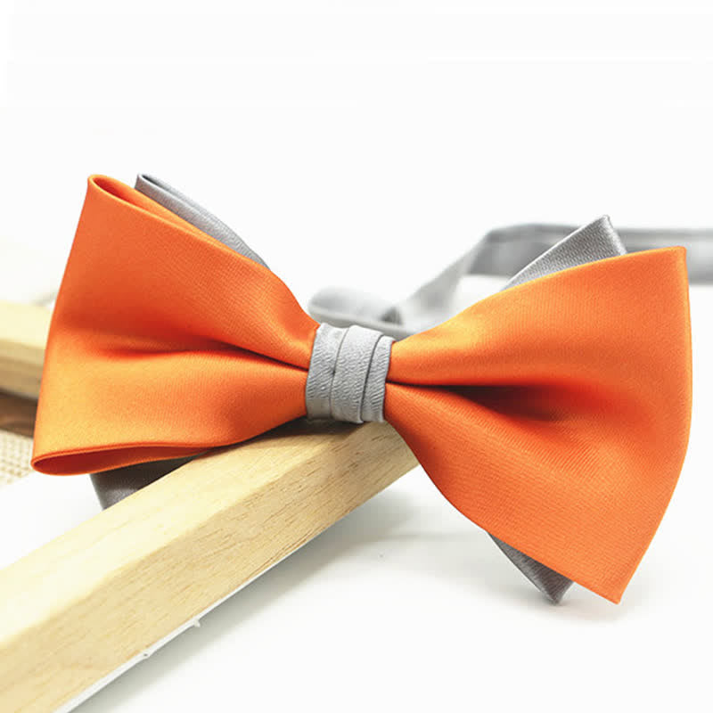 Papillon da uomo a due piani, bicolore, per matrimonio e business - Arancia - image 11