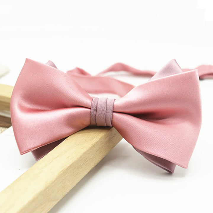 Papillon da uomo a due piani, bicolore, per matrimonio e business - Rosa - image 12