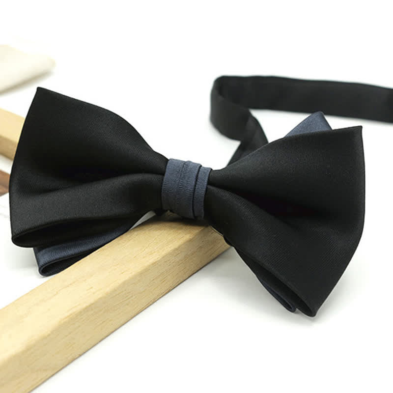 Papillon da uomo a due piani, bicolore, per matrimonio e business - Nero - image 14