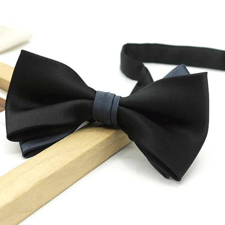 Papillon da uomo a due piani, bicolore, per matrimonio e business - Nero - image 14