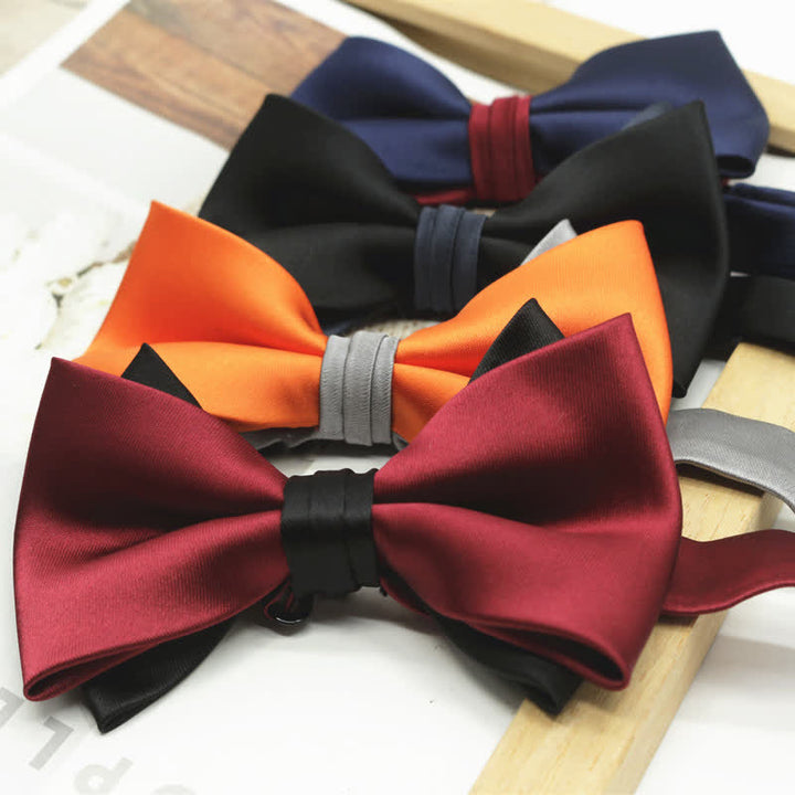 Papillon da uomo a due piani, bicolore, per matrimonio e business