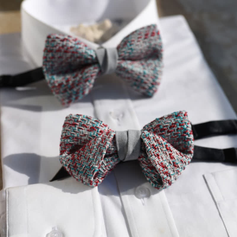 Papillon da uomo in tessuto grigio rosa blu misto colore