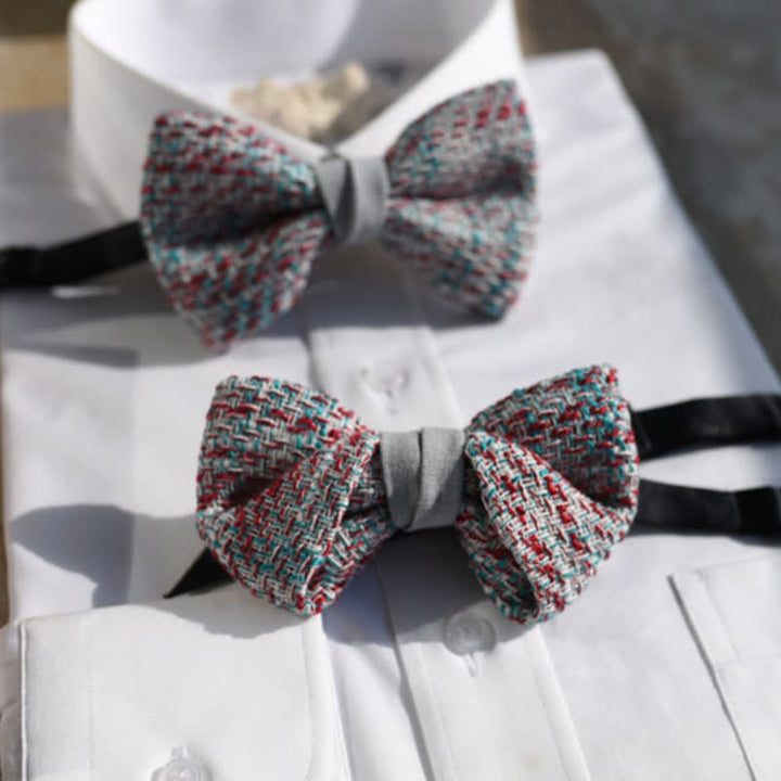 Papillon da uomo in tessuto grigio rosa blu misto colore
