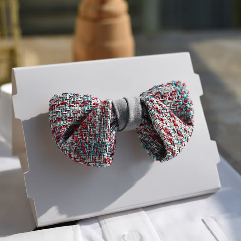 Papillon da uomo in tessuto grigio rosa blu misto colore - Stile n. 1 - image 0