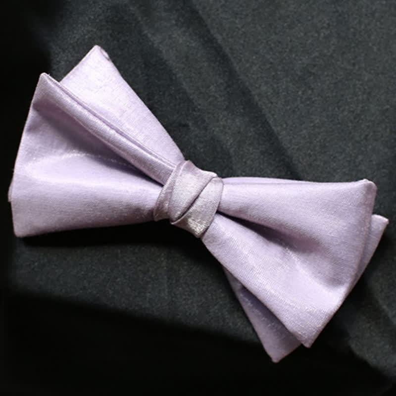 Papillon da uomo in tinta unita viola taro dolce - Stile n. 5 - image 10