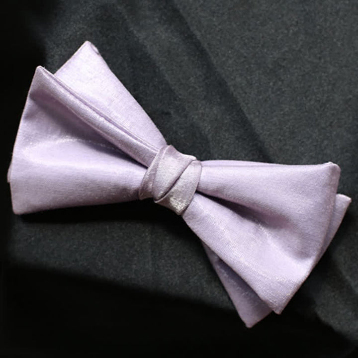 Papillon da uomo in tinta unita viola taro dolce - Stile n. 5 - image 10