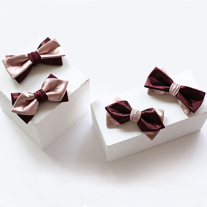 Papillon doppio strato rosa e bordeaux lucido da uomo
