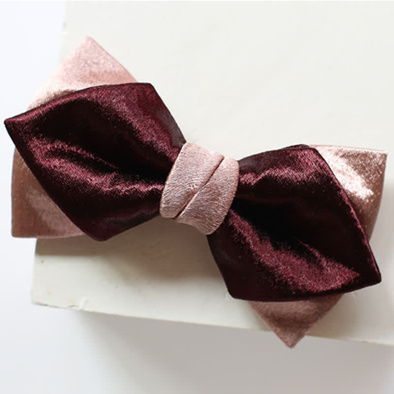 Papillon doppio strato rosa e bordeaux lucido da uomo