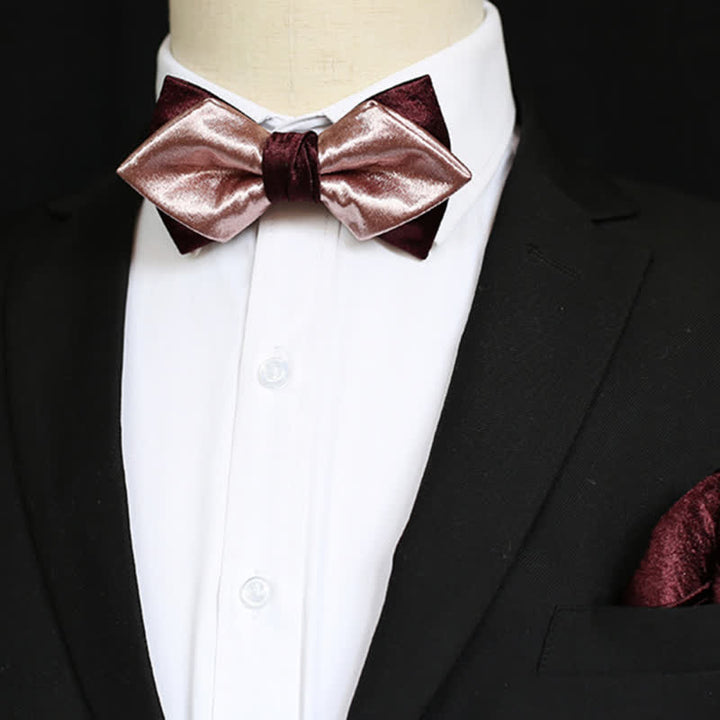 Papillon doppio strato rosa e bordeaux lucido da uomo