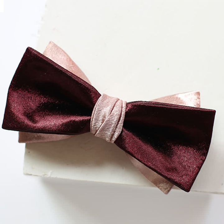 Papillon doppio strato rosa e bordeaux lucido da uomo
