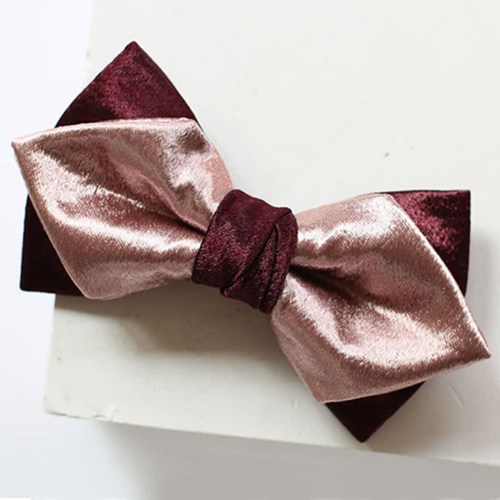 Papillon doppio strato rosa e bordeaux lucido da uomo
