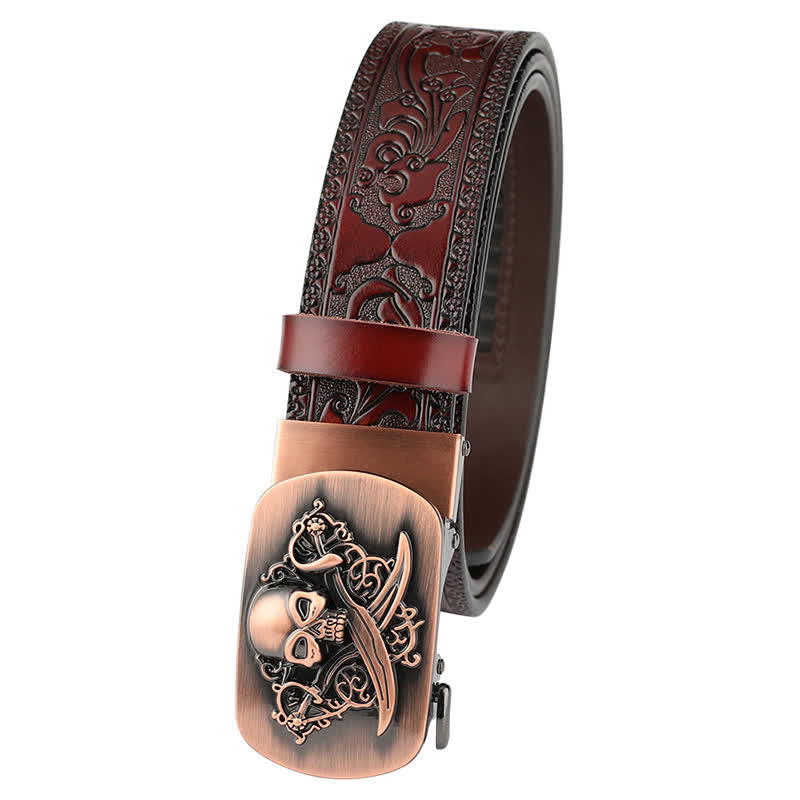 Cintura in pelle con chiusura automatica Ghost Head da uomo