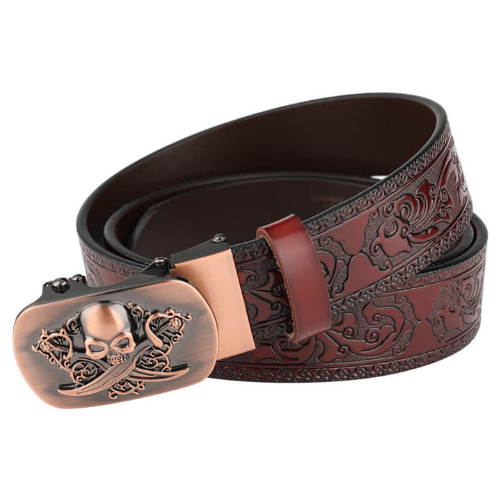 Cintura in pelle con chiusura automatica Ghost Head da uomo