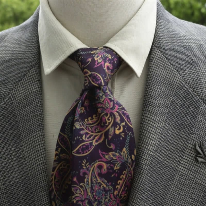Cravatta Boho con motivo floreale fantastico da uomo