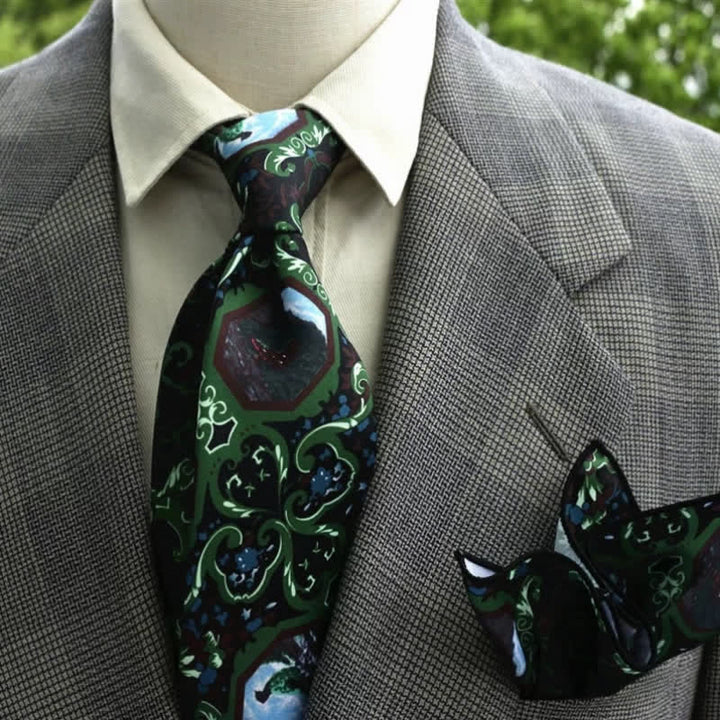 Cravatta Boho con motivo floreale fantastico da uomo
