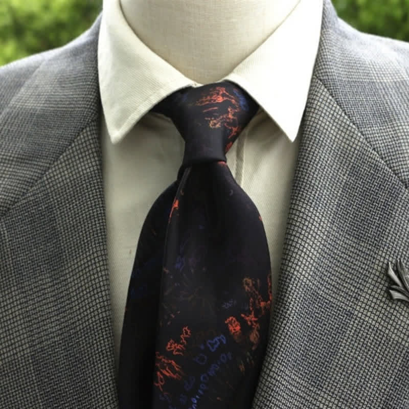 Cravatta Boho con motivo floreale fantastico da uomo