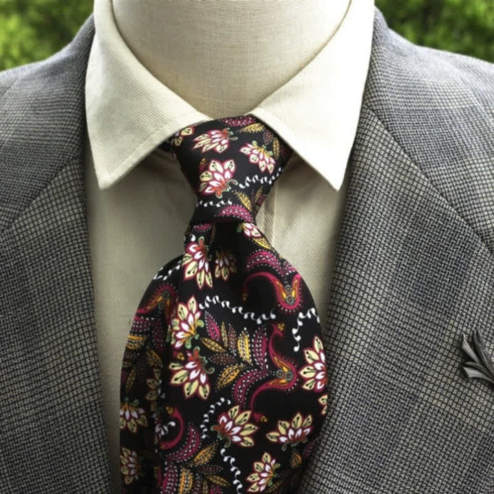 Cravatta Boho con motivo floreale fantastico da uomo