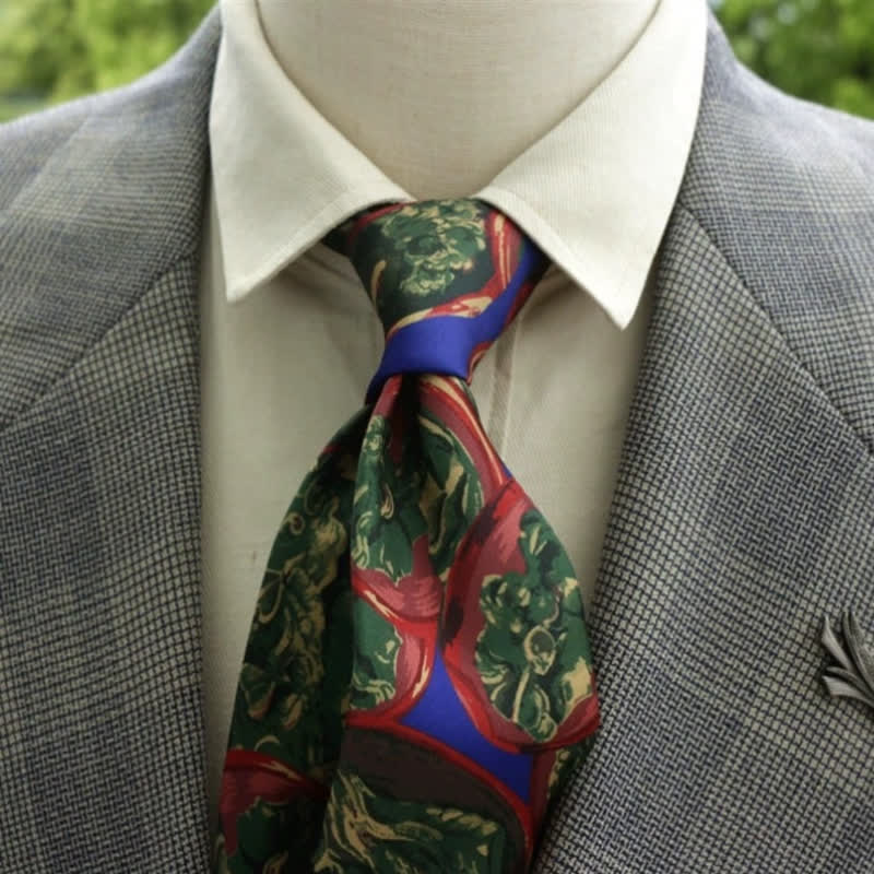 Cravatta Boho con motivo floreale fantastico da uomo
