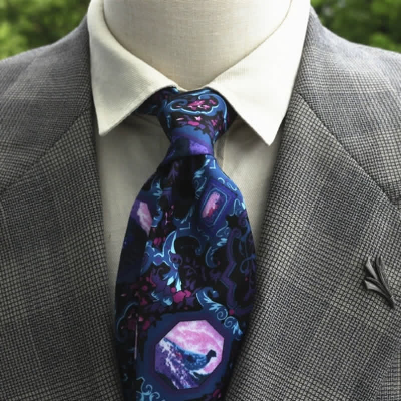 Cravatta Boho con motivo floreale fantastico da uomo