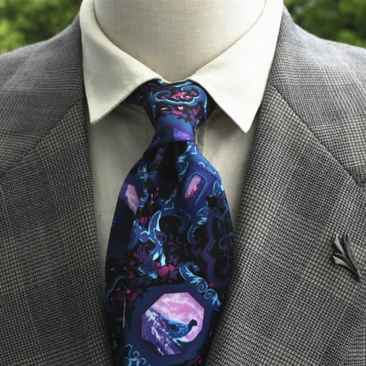 Cravatta Boho con motivo floreale fantastico da uomo
