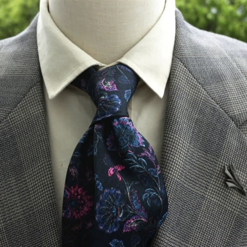 Cravatta Boho con motivo floreale fantastico da uomo