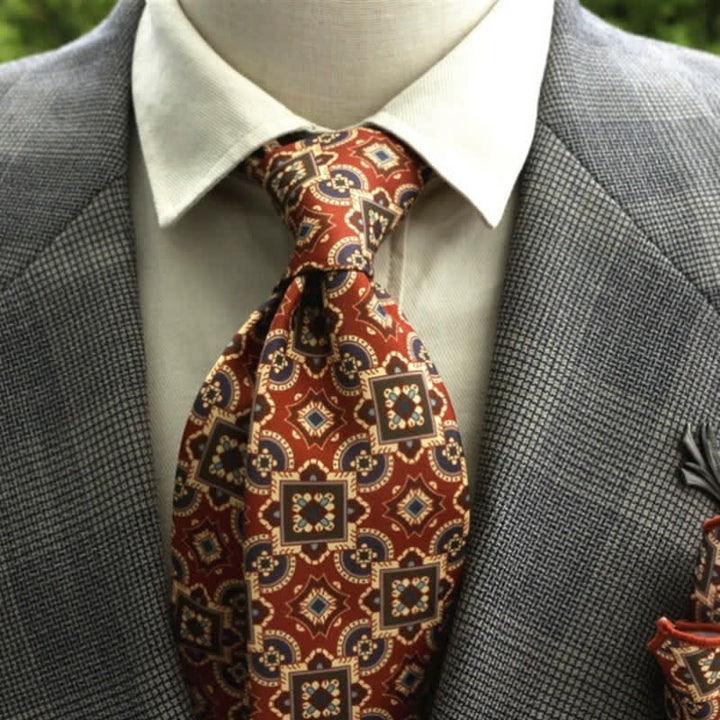 Cravatta Boho con motivo floreale fantastico da uomo