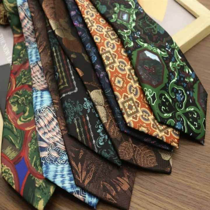 Cravatta Boho con motivo floreale fantastico da uomo