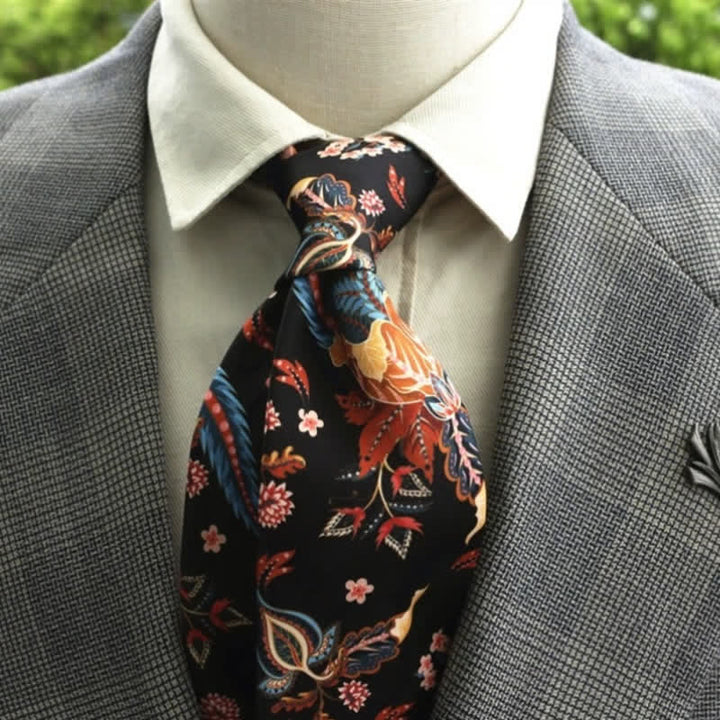 Cravatta Boho con motivo floreale fantastico da uomo