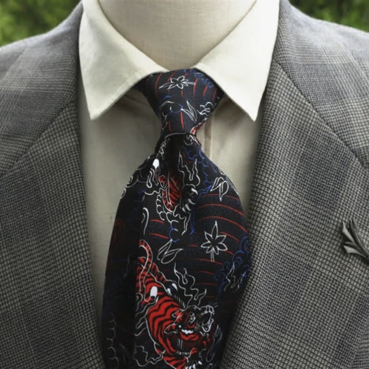 Cravatta Boho con motivo floreale fantastico da uomo
