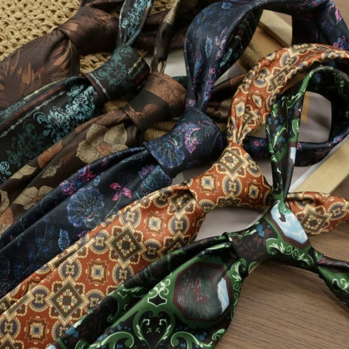Cravatta Boho con motivo floreale fantastico da uomo