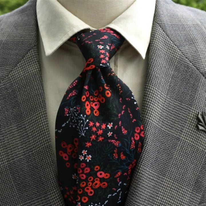 Cravatta Boho con motivo floreale fantastico da uomo