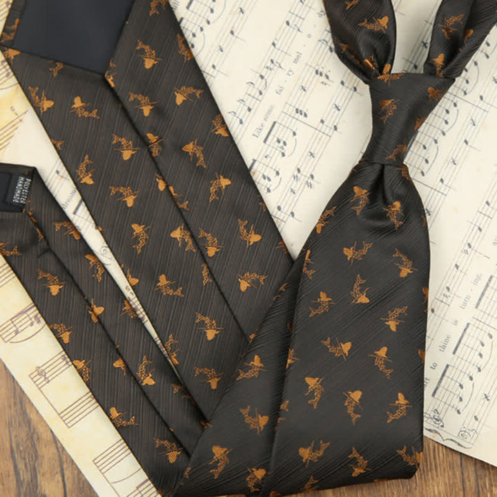 Cravatta da uomo classica con foglie e accessori per abito - Grigio scuro - image 3