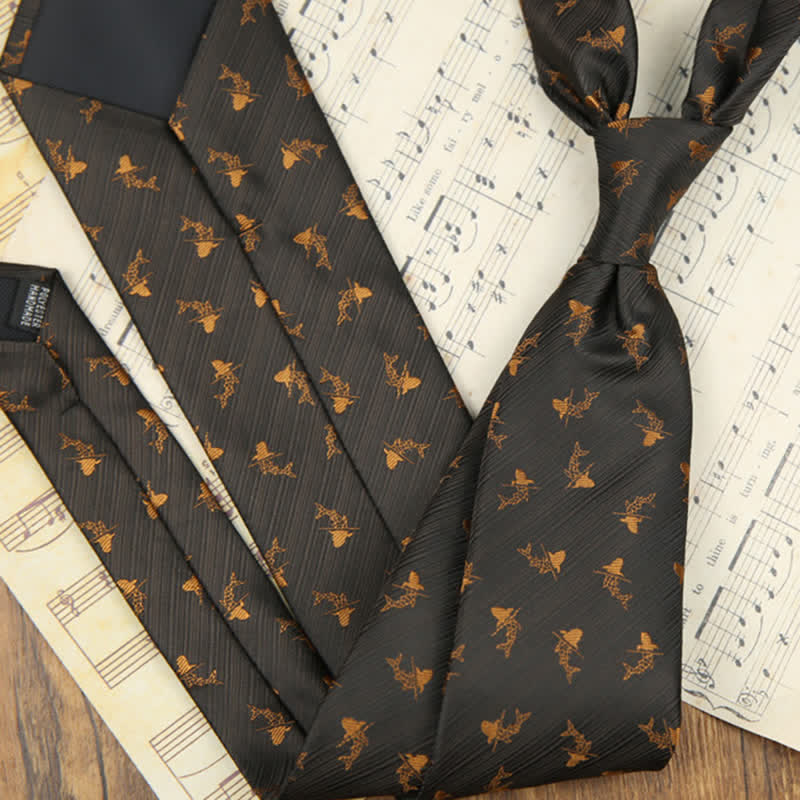Cravatta da uomo classica con foglie e accessori per abito - Grigio scuro - image 3