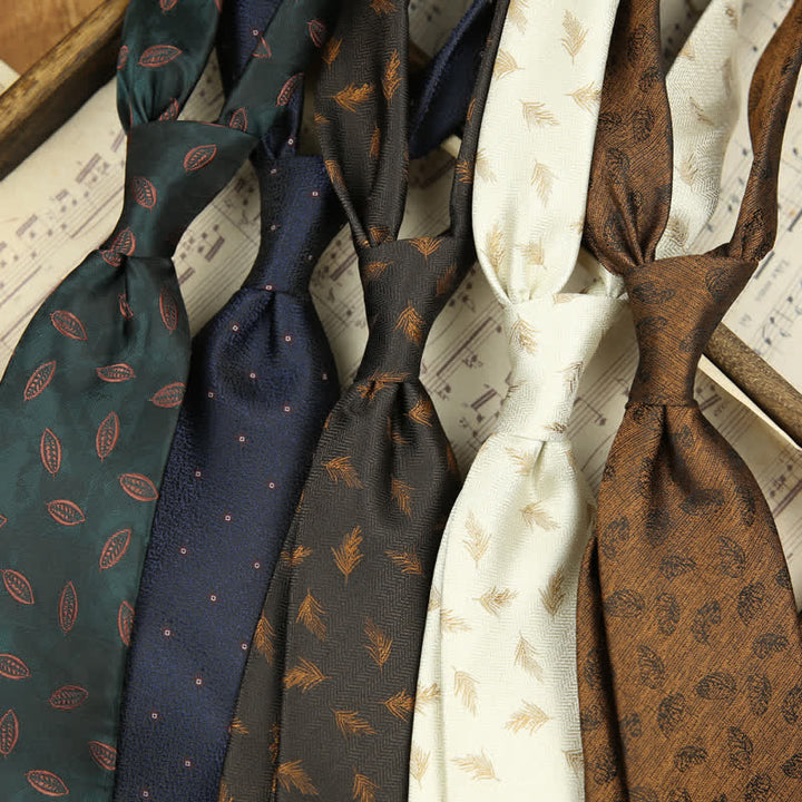 Cravatta da uomo classica con foglie e accessori per abito