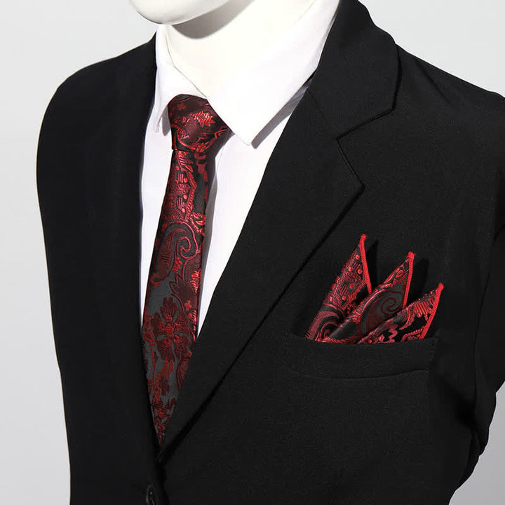 Set di 2 cravatte da taschino con motivo Paisley di lusso da uomo - Borgogna - image 7
