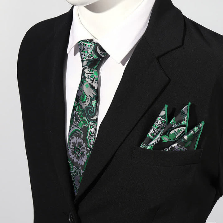 Set di 2 cravatte da taschino con motivo Paisley di lusso da uomo - Verde - image 8