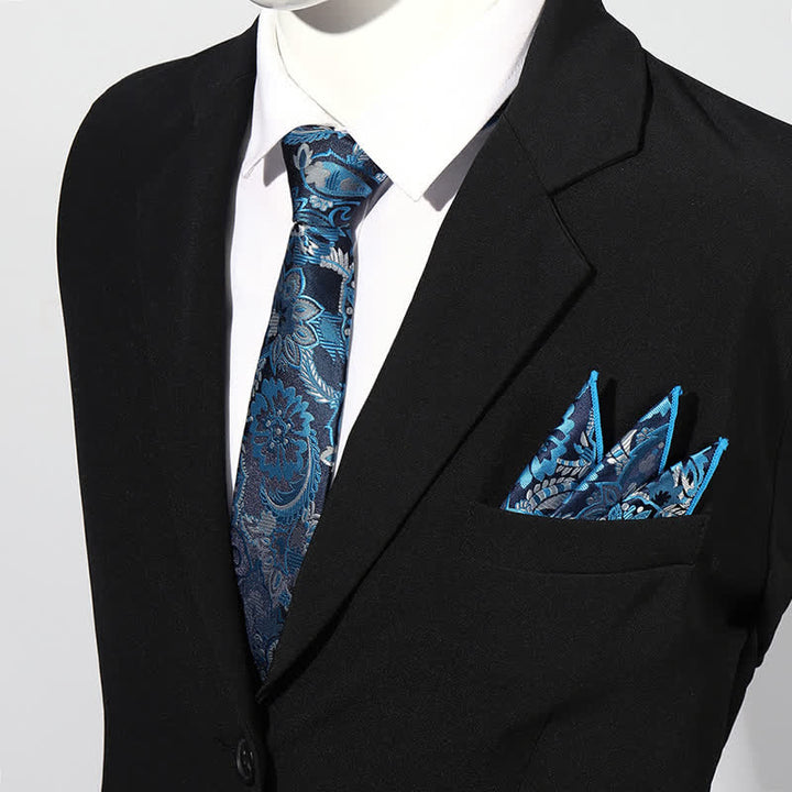 Set di 2 cravatte da taschino con motivo Paisley di lusso da uomo - Blu cielo - image 10