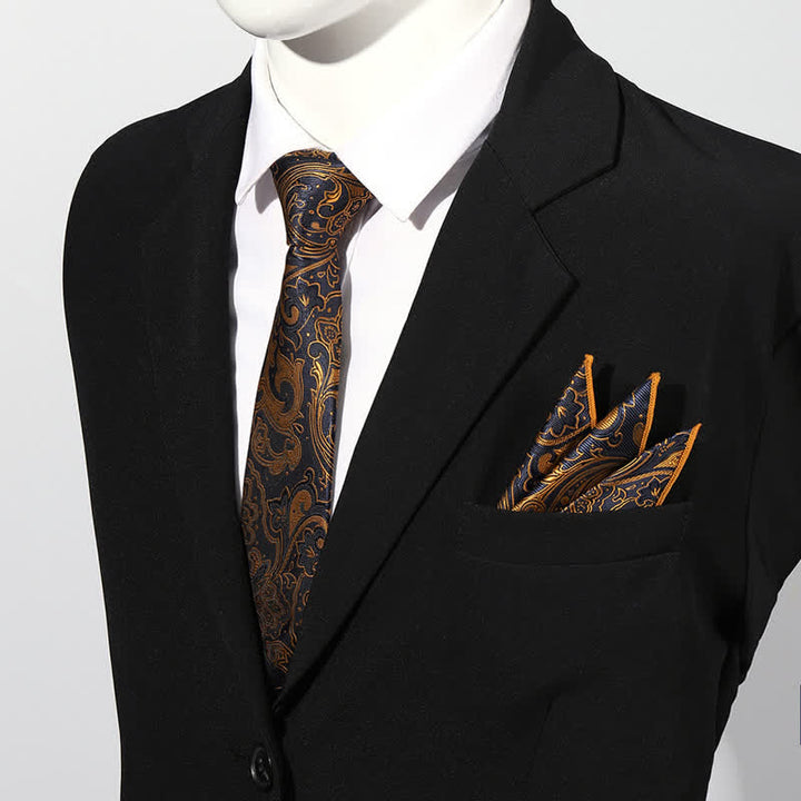 Set di 2 cravatte da taschino con motivo Paisley di lusso da uomo - Arancia - image 9